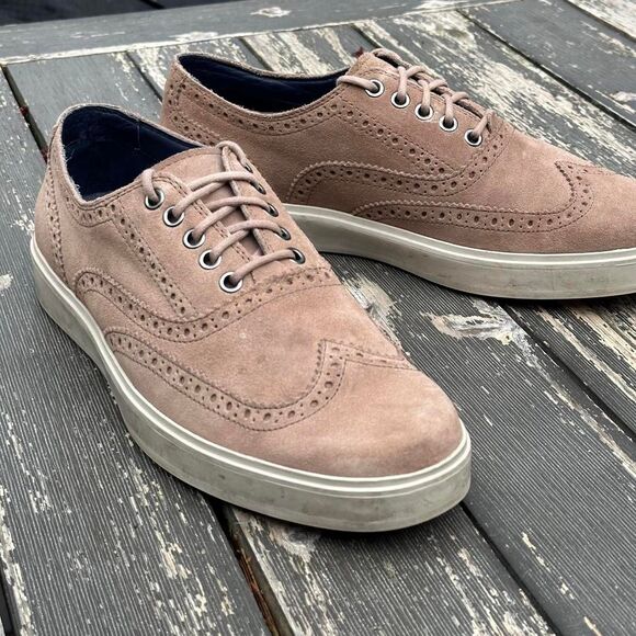 Cole Haan Men's Tan Suede Wing Tip Oxfords Size 9.5 - Picture 1 of 8